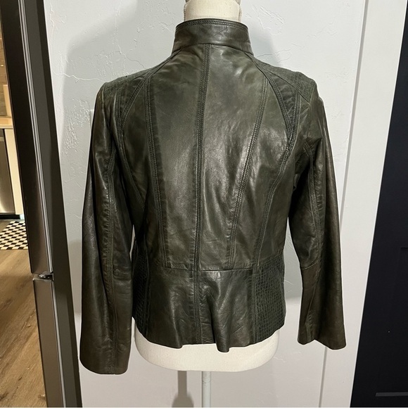 Bernardo Green Leather Moto Jacket PL - Picture 8 of 14